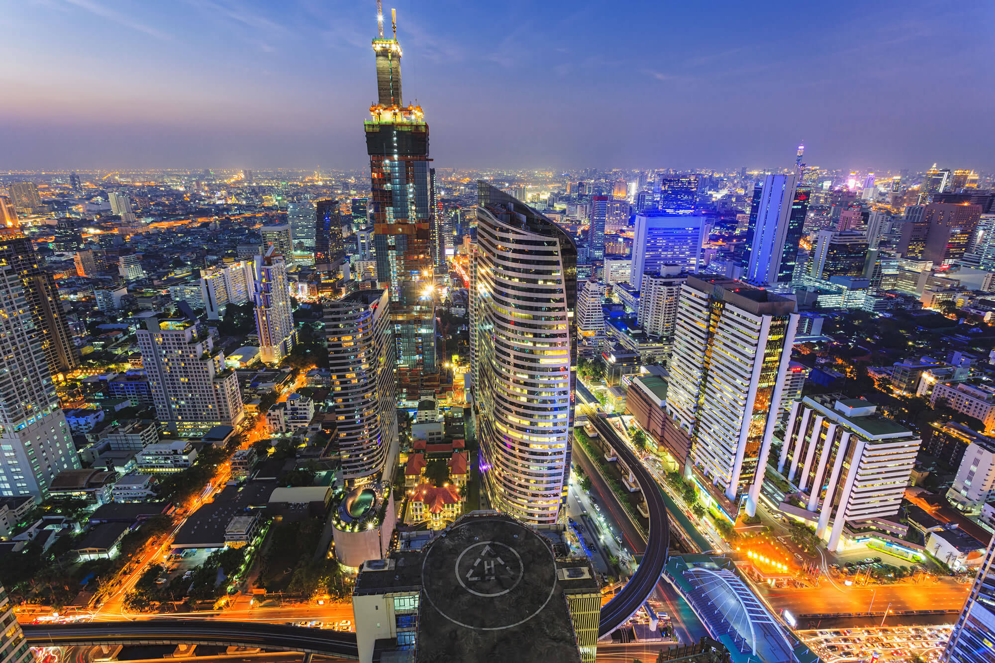 Building cityscape in Bangkok, Thailand