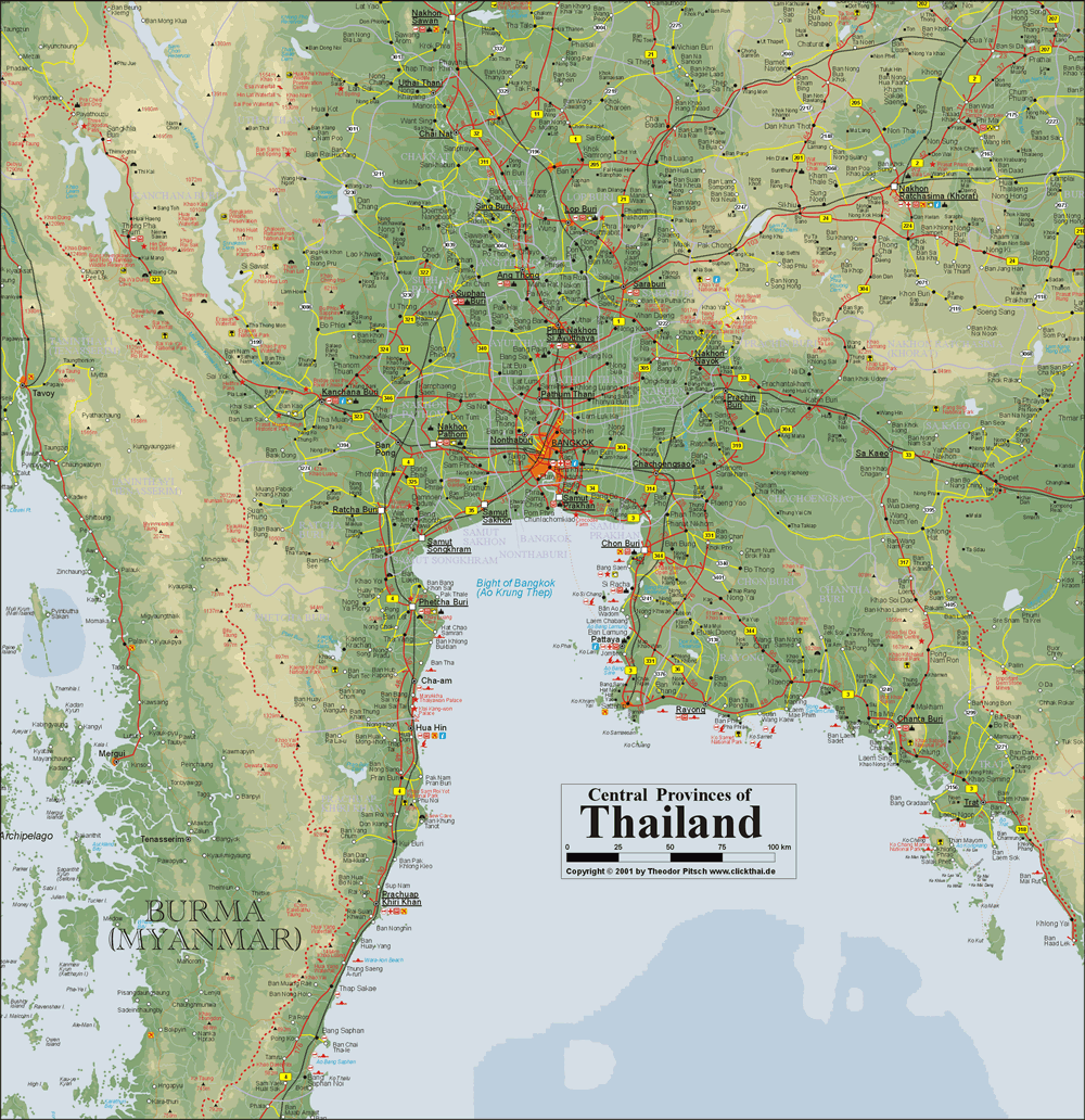 physical map of thailand