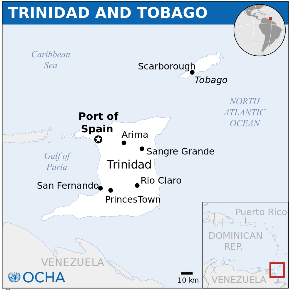 trinidad and tobago location map