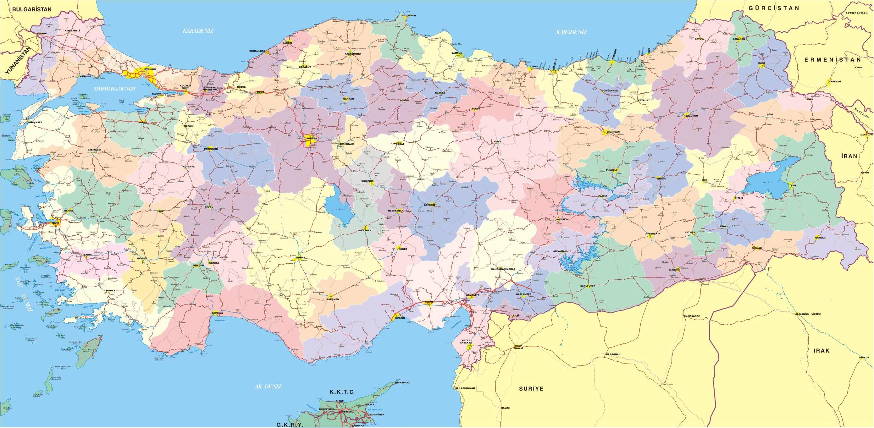 Cities Map of Turkey