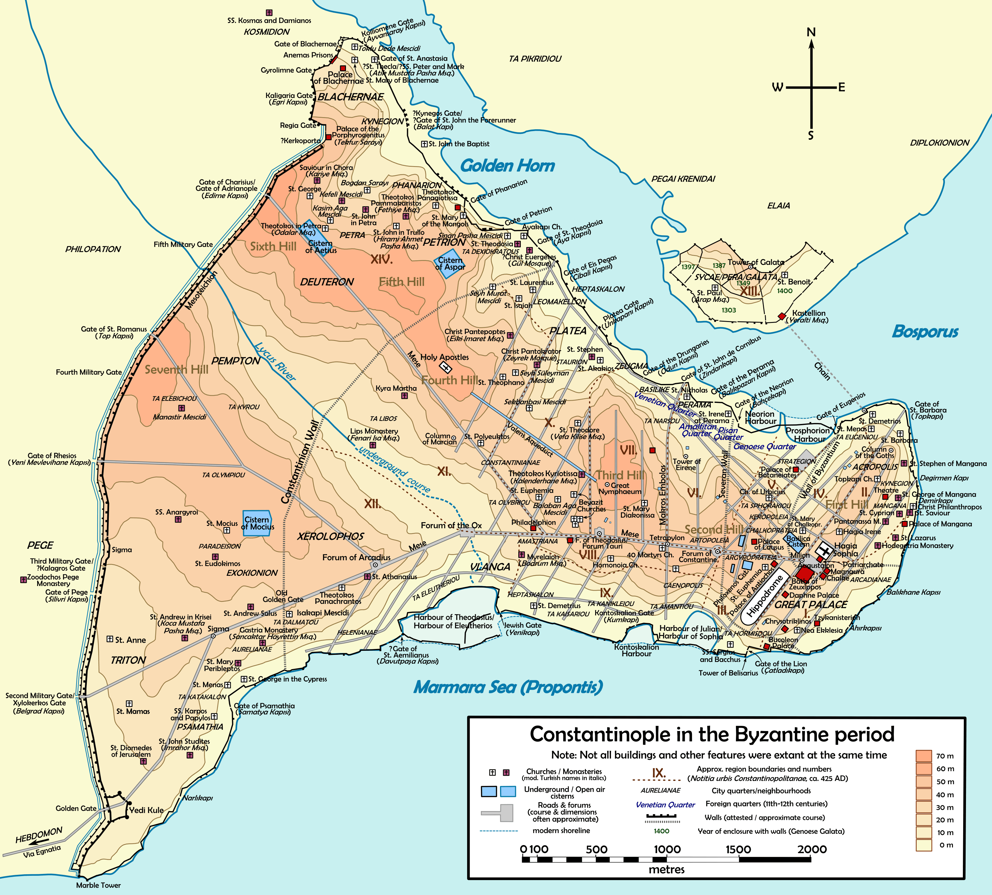 istanbul map byzantium era