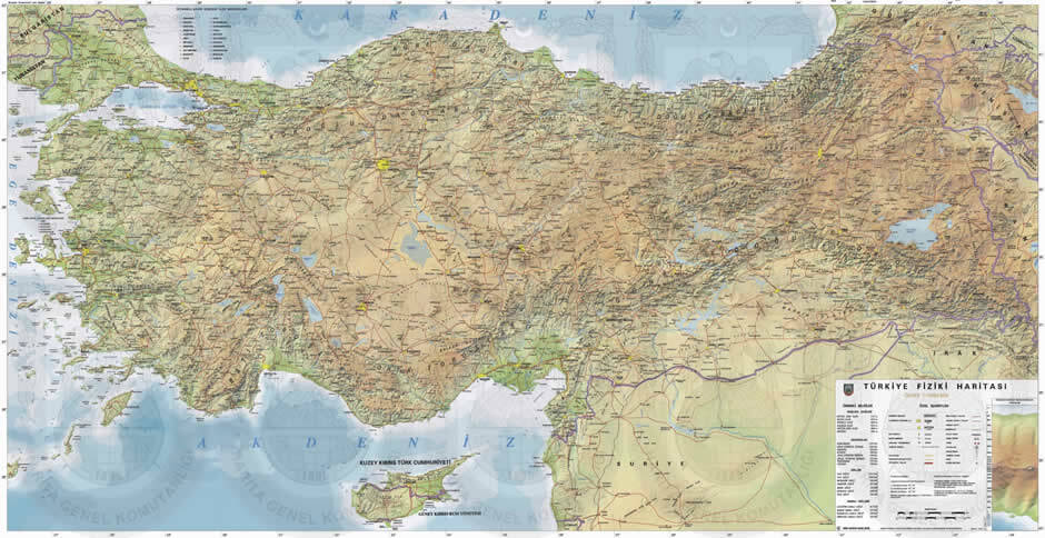 turkey map physical