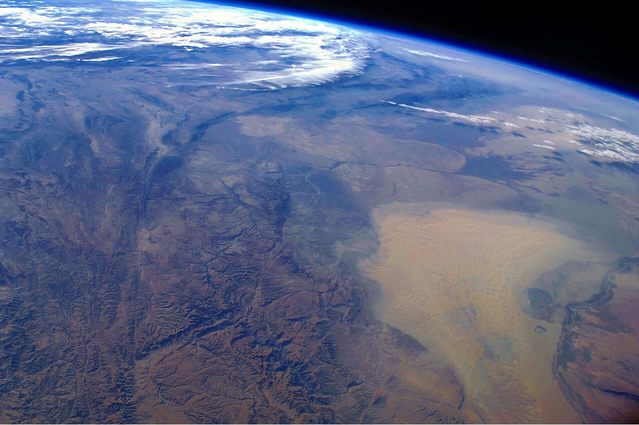 dust storm over turkmenistan from space