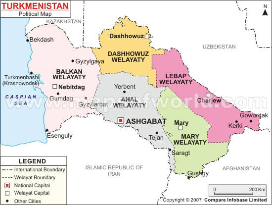 turkmenistan political map