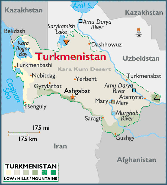 turkmenistan regional map