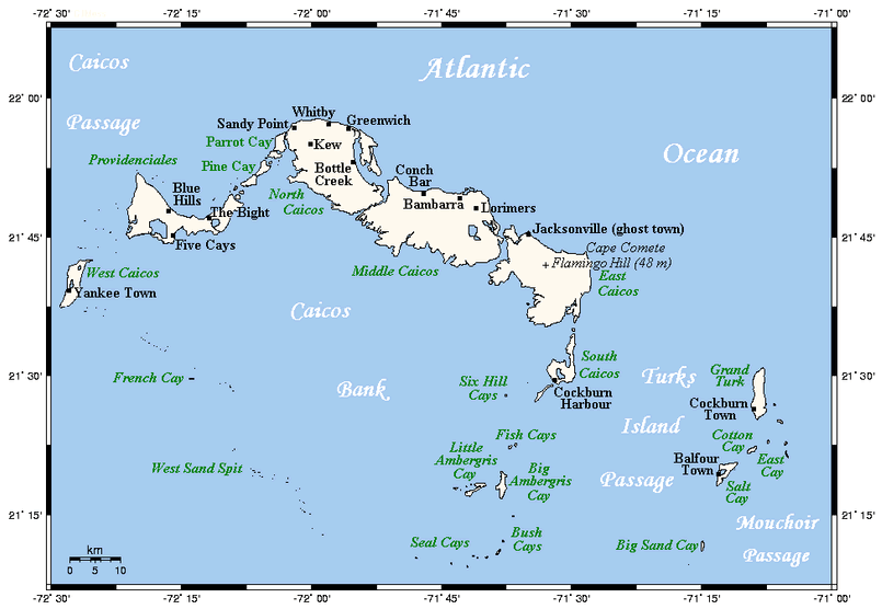 turks and caicos islands location map