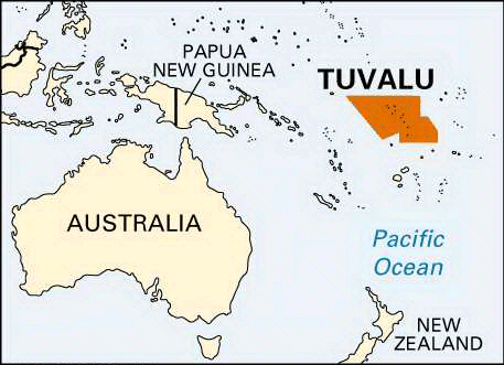 tuvalu australia map