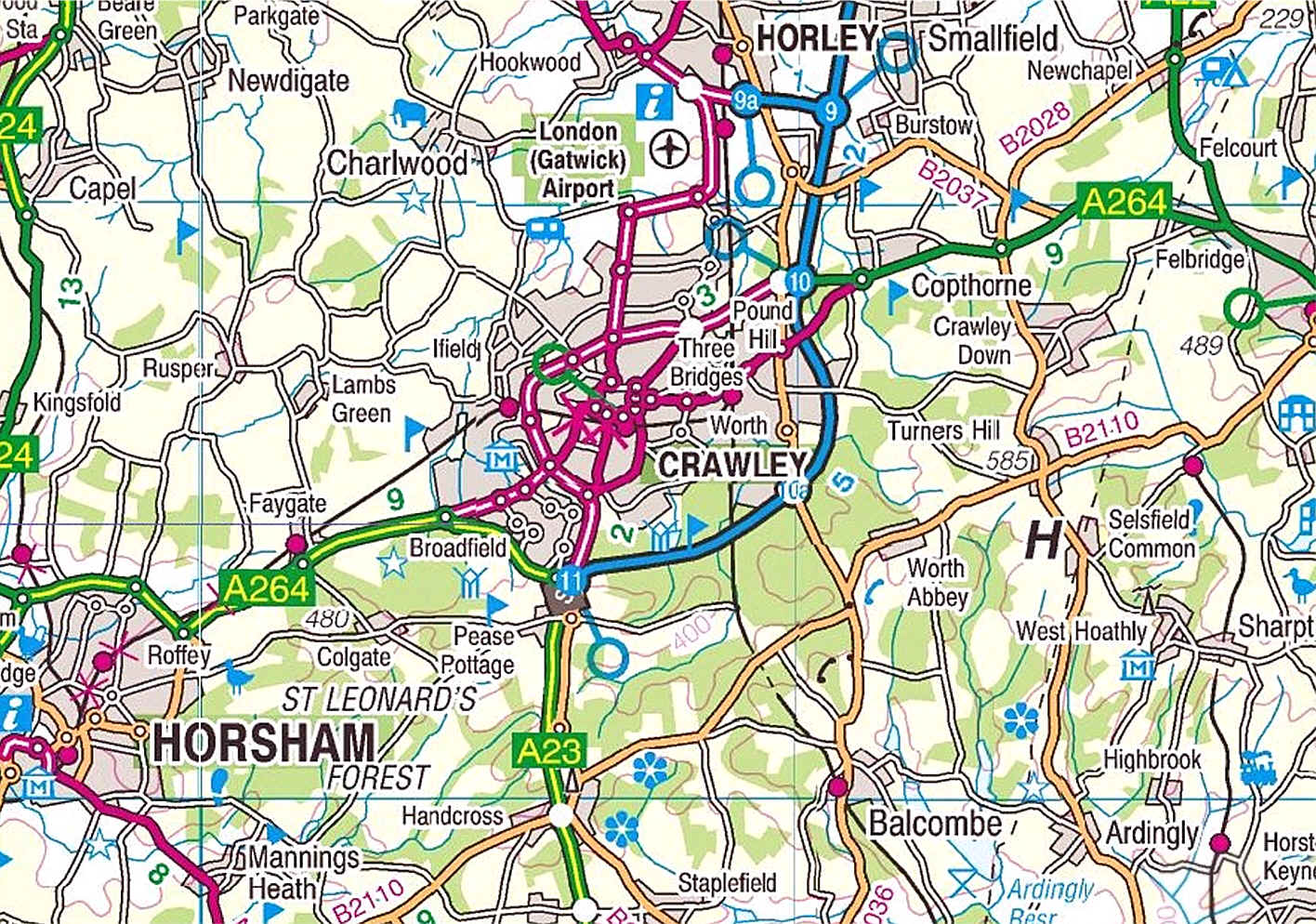Crawley area map
