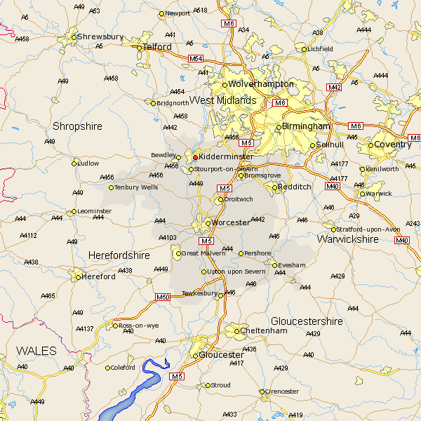 map of Kidderminster