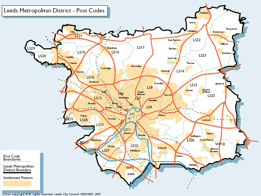 Leeds districts map