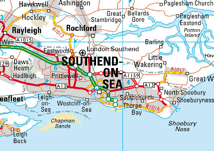 road map of Southend on Sea