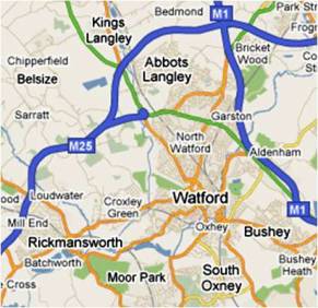 road map of Watford