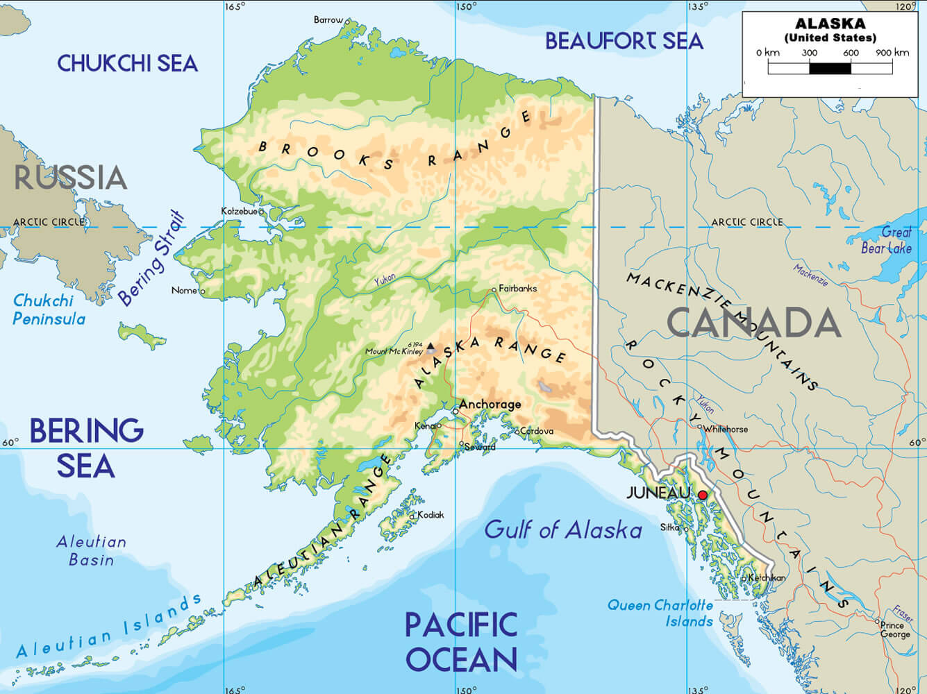 Alaska Counties Road Map Usa
