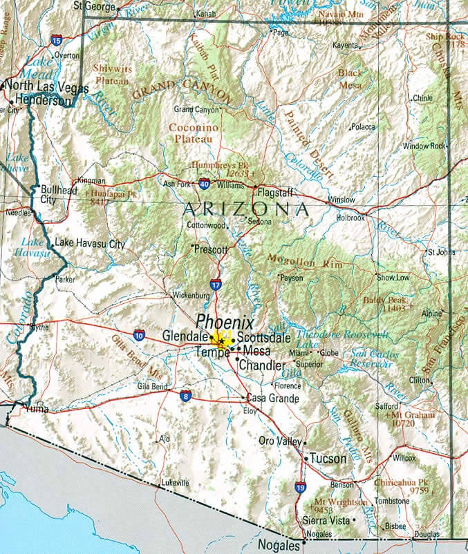 Map of Arizona US