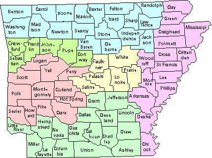 Arkansas Map Counties