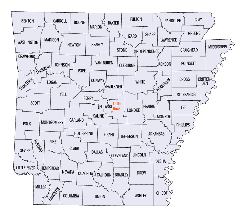 Counties Map of Arkansas