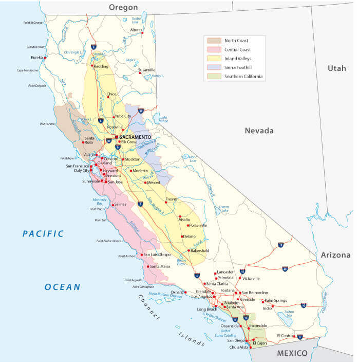 California wine regions Map