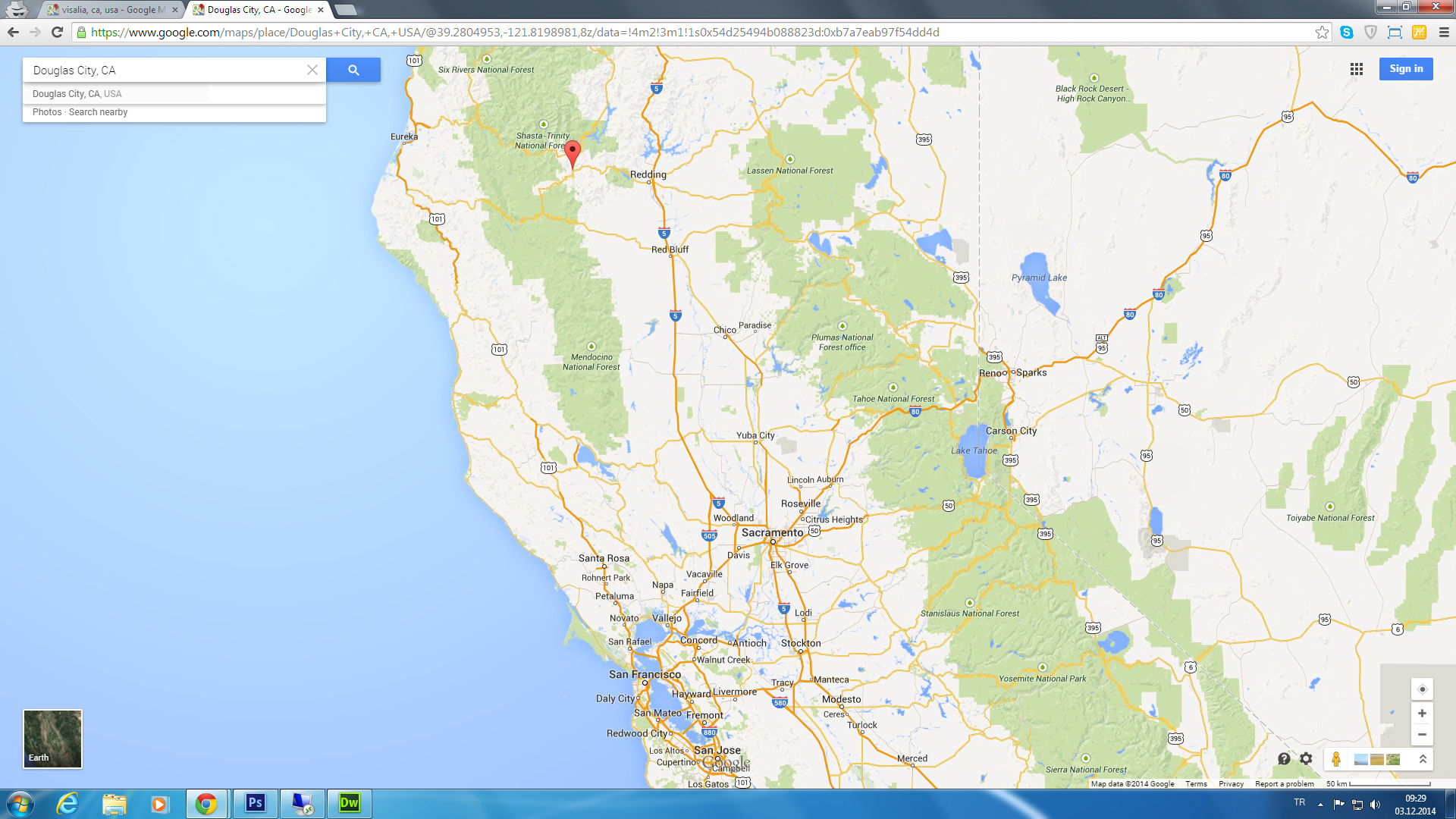 douglas city map california us
