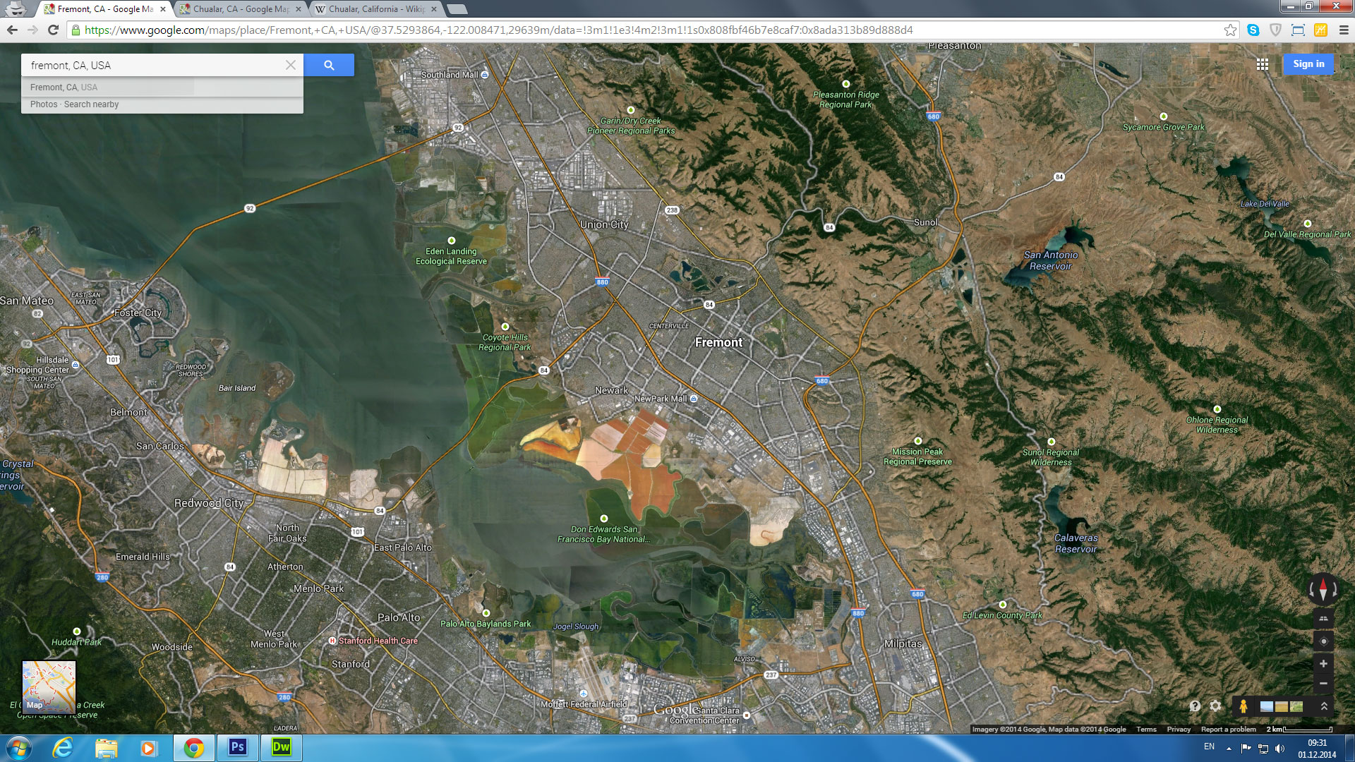 fremont map california us satellite