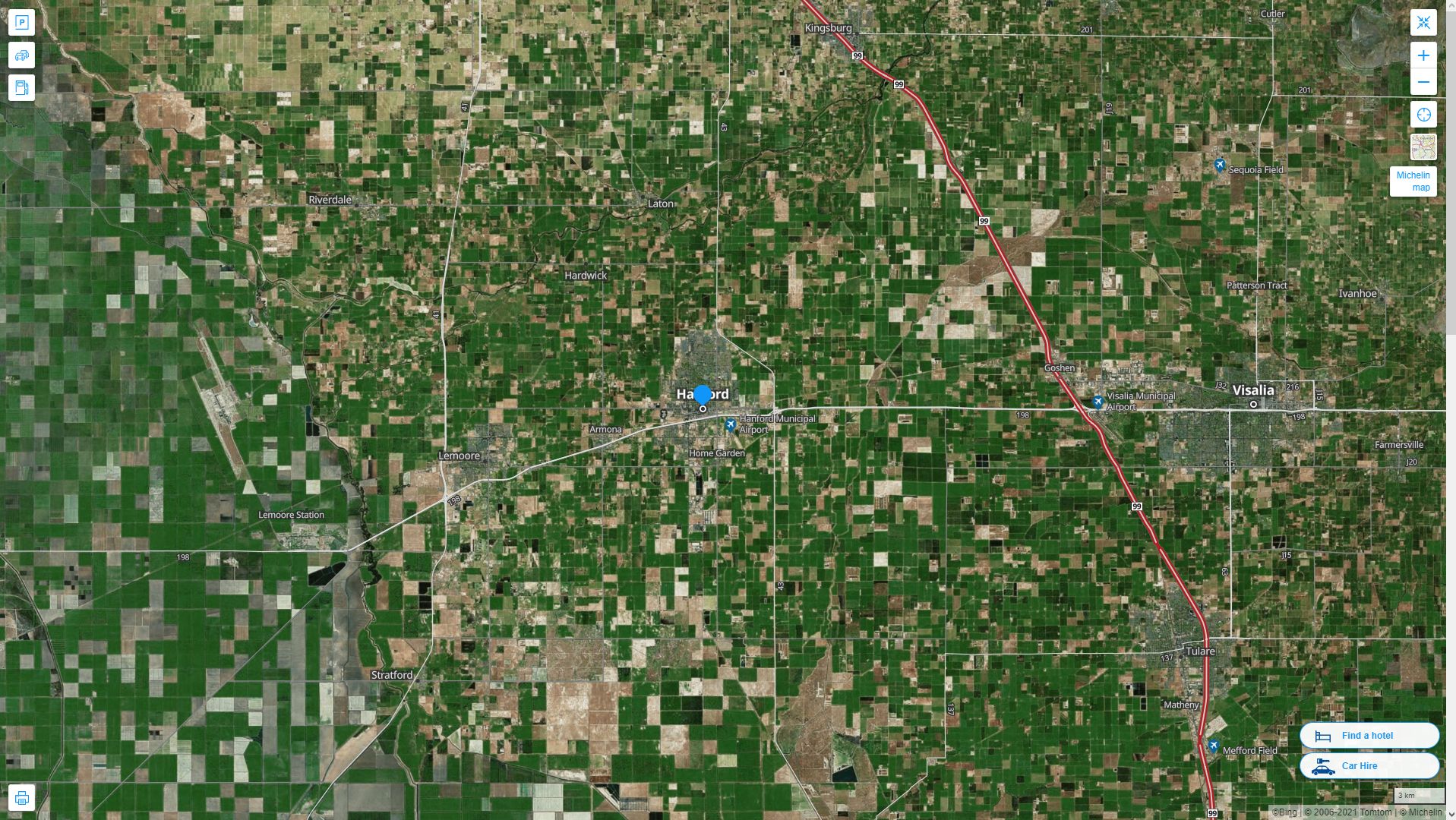 Hanford, California Map