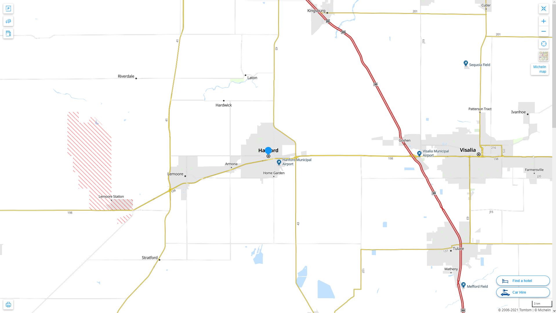 Hanford, California Map