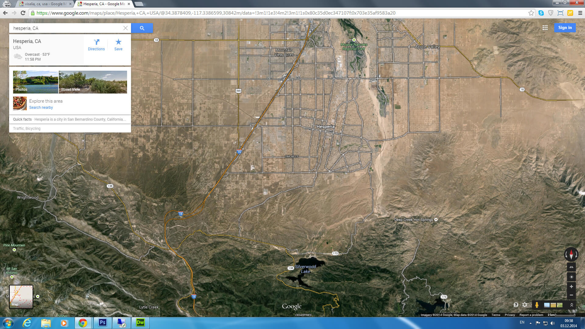 hesperia map california us satellite