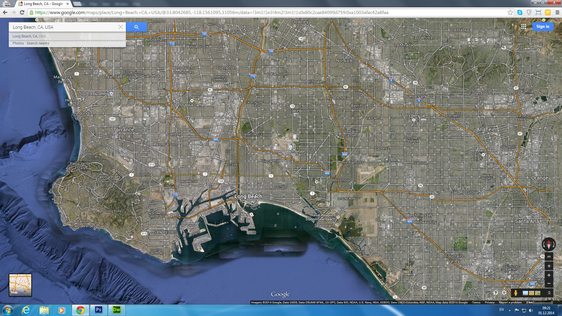 long beach map california us satellite