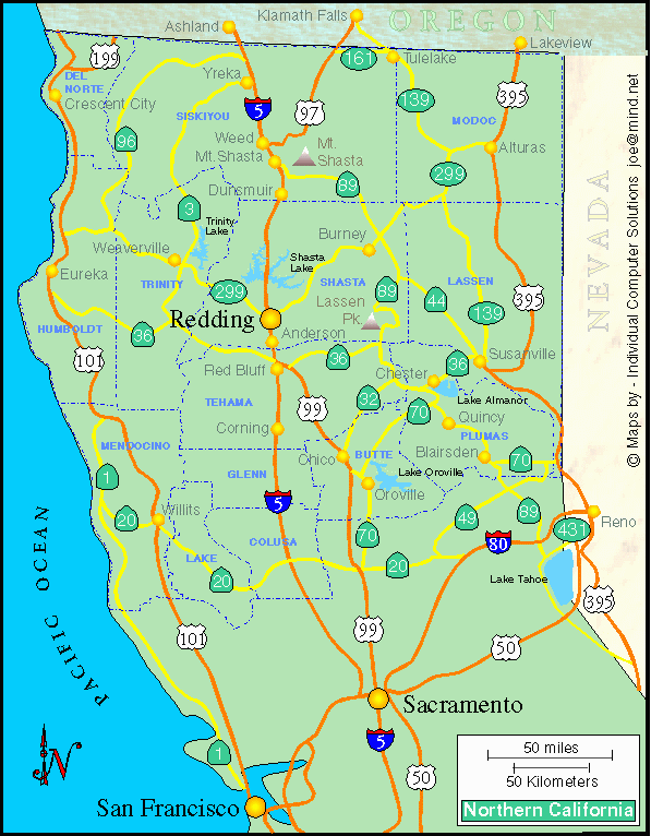 map of northern california