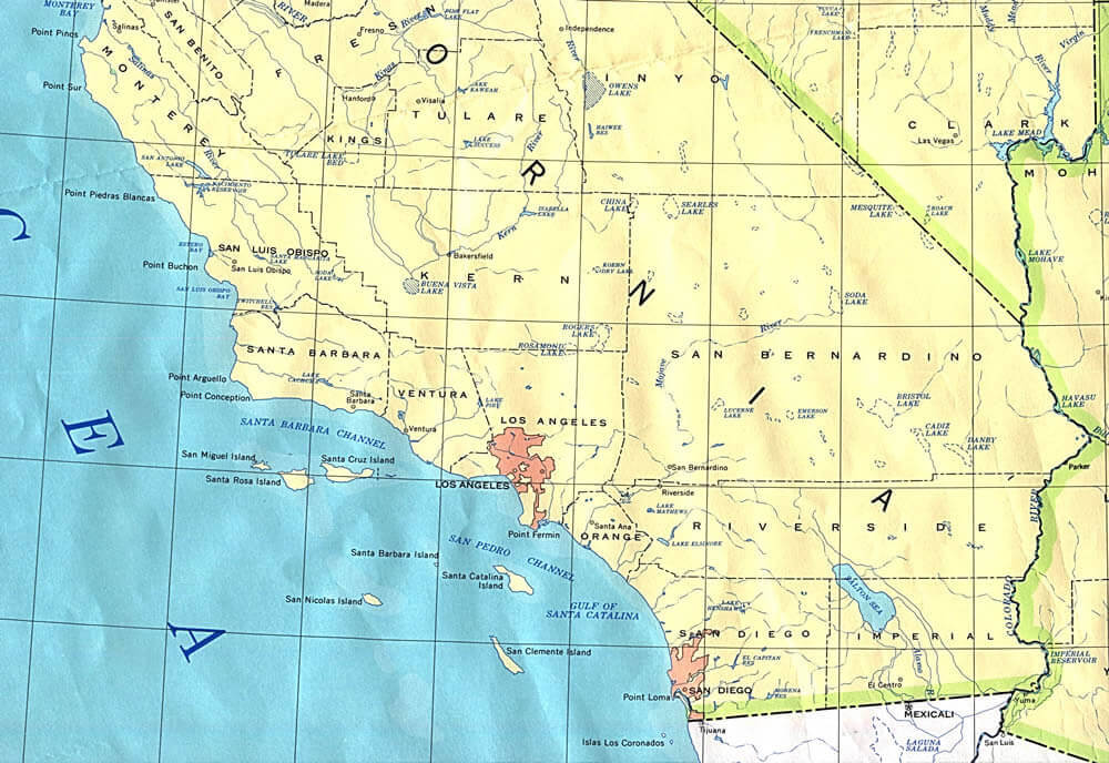 map of south california