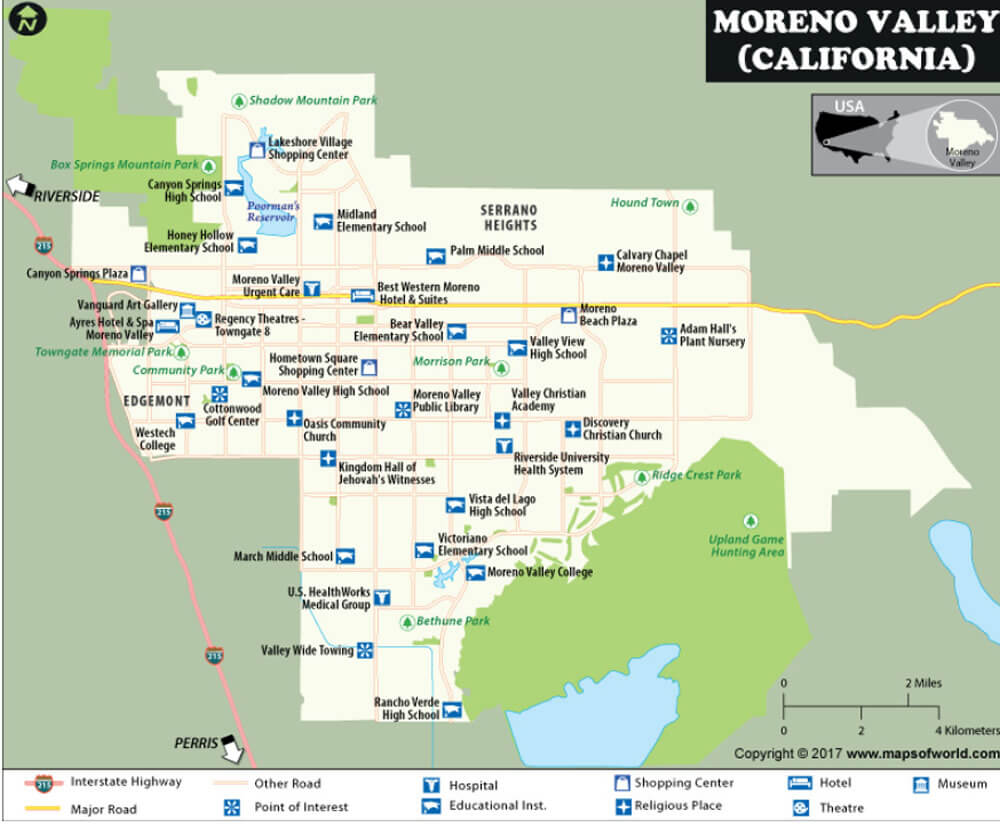 Moreno Valley, California Map