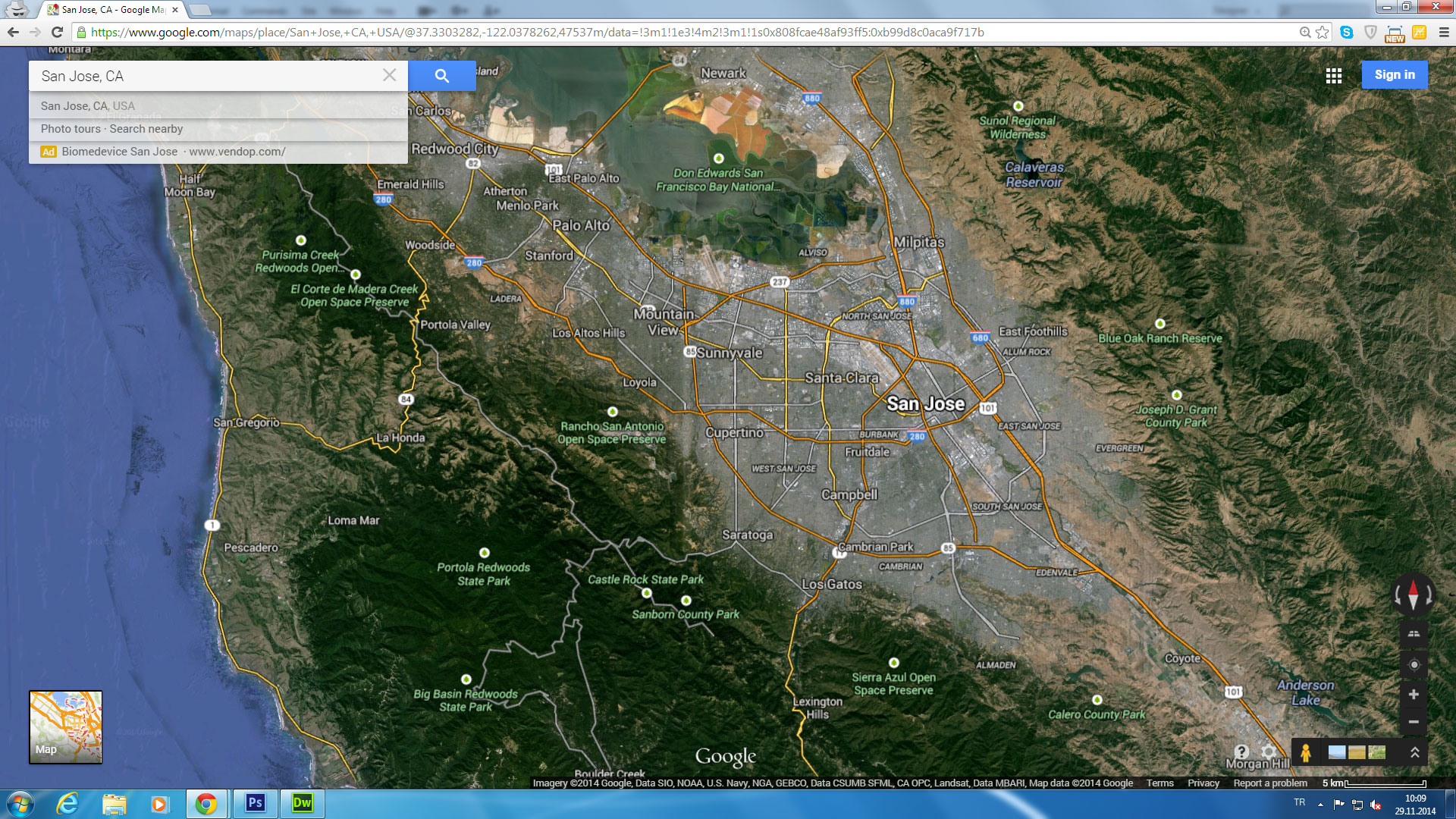 san jose map california us satellite