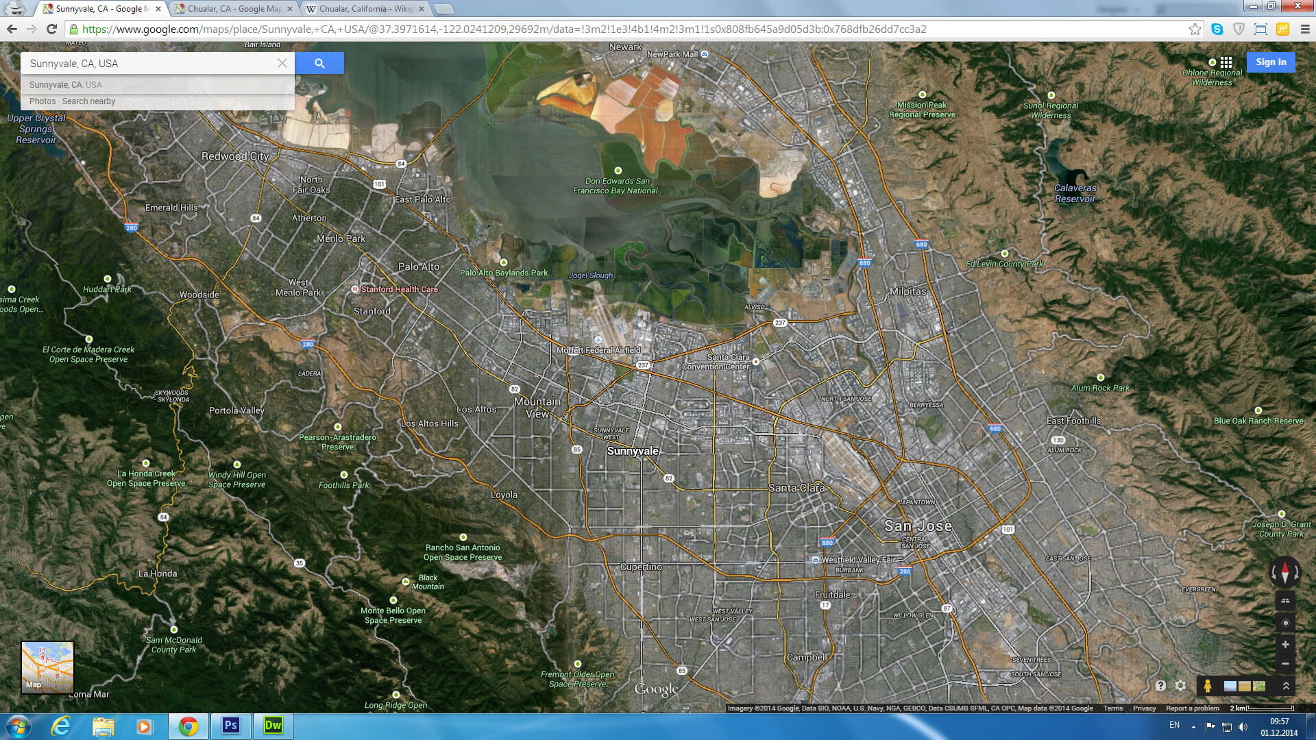 sunnyvale map california us satellite