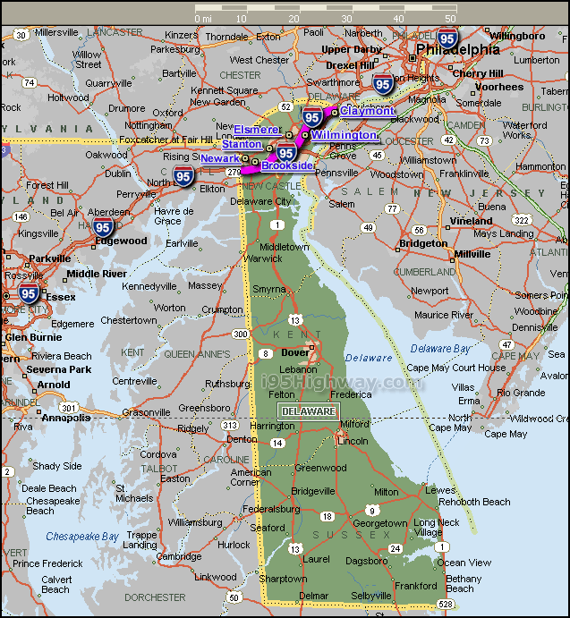 Delaware Map Interstate 95