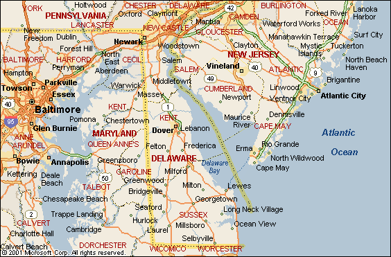 Map of Delaware US