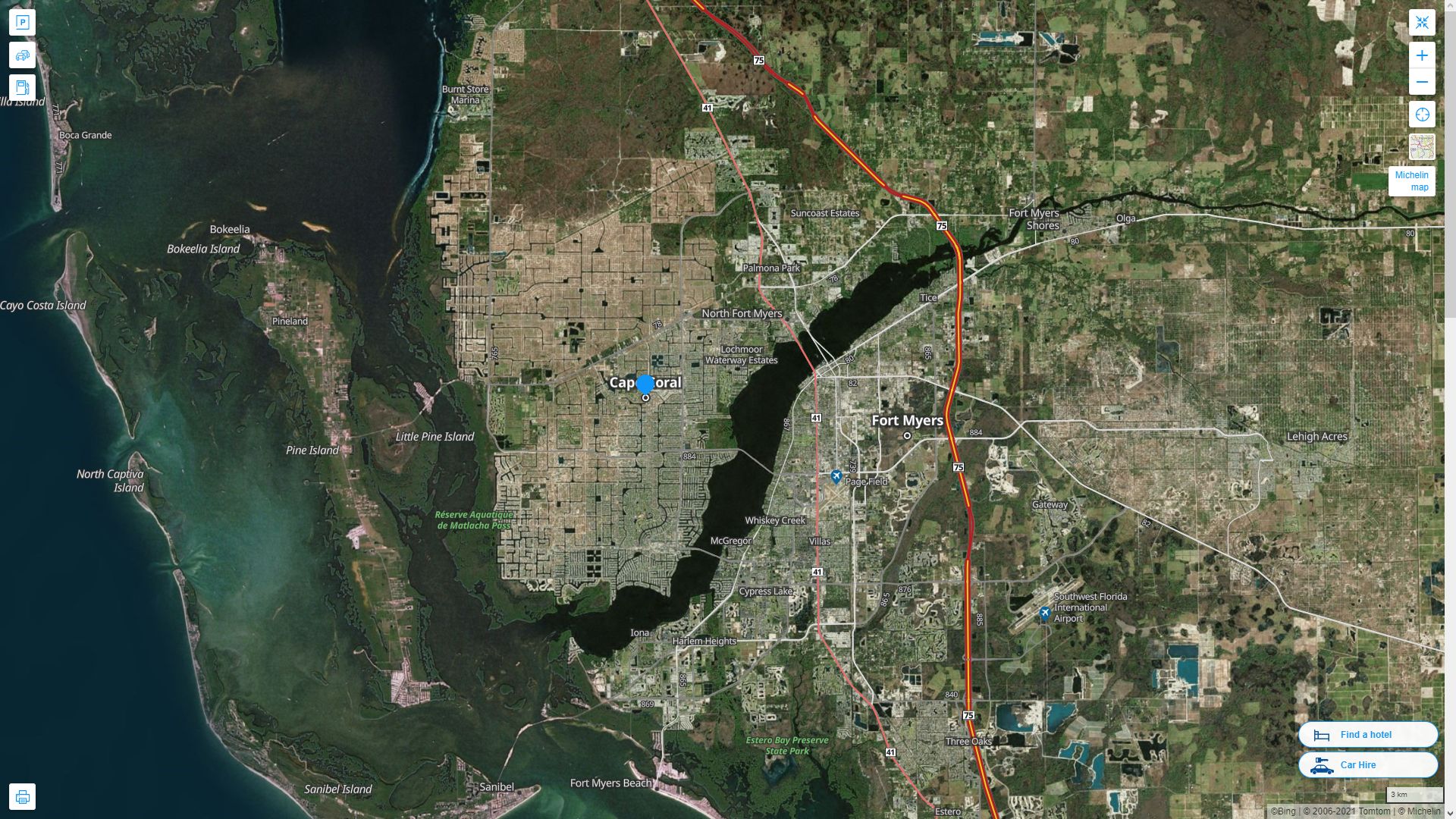 Cape Coral Florida Map - Cape Coral%20Florida%20Highway%20and%20Road%20Map%20with%20Satellite%20View 