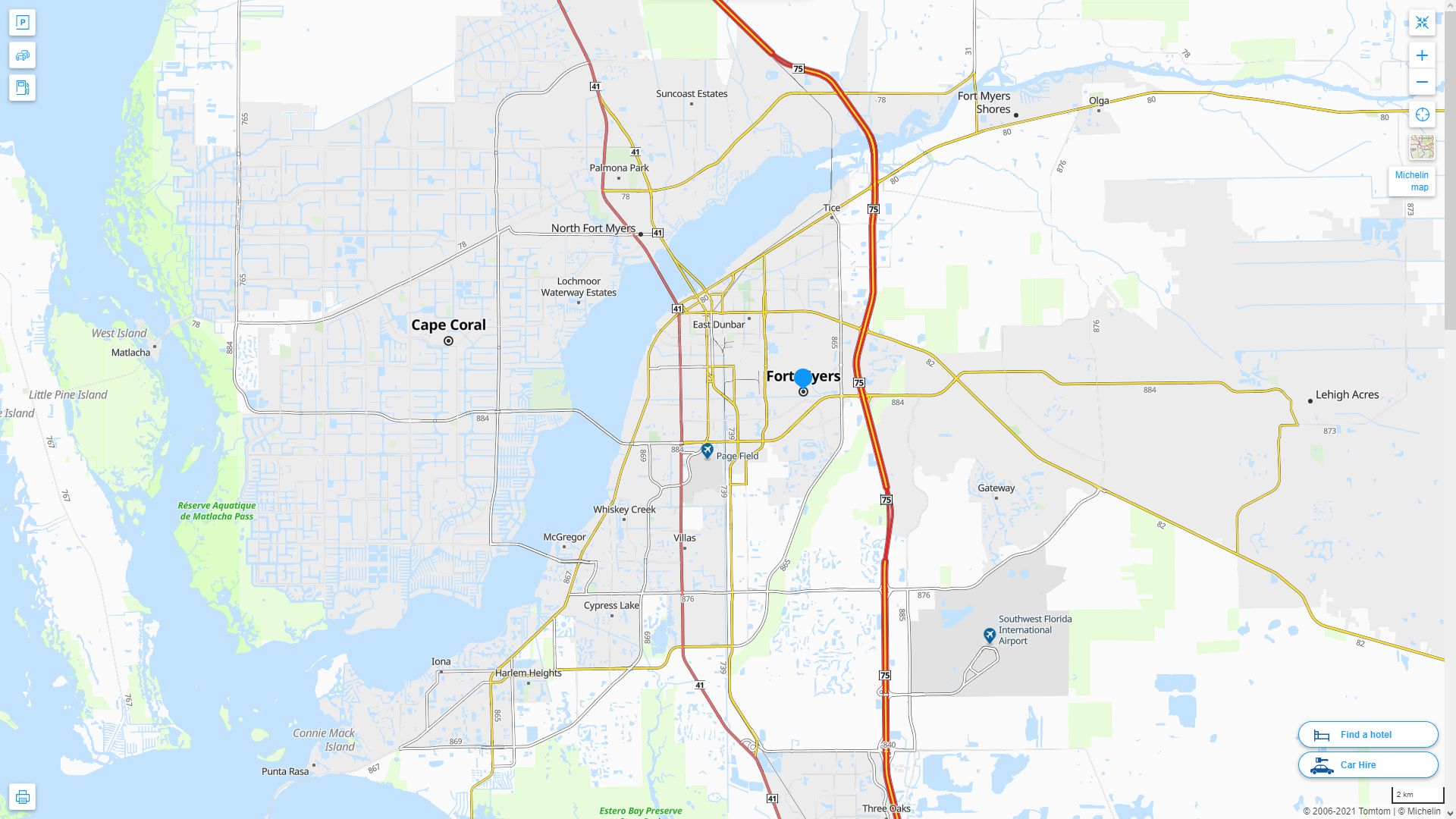 Fort Myers Florida Map - Fort Myers%20Florida%20Highway%20and%20Road%20Map 