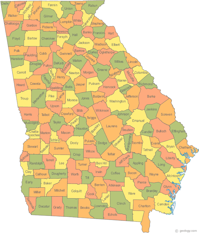 Georgia County Map USA