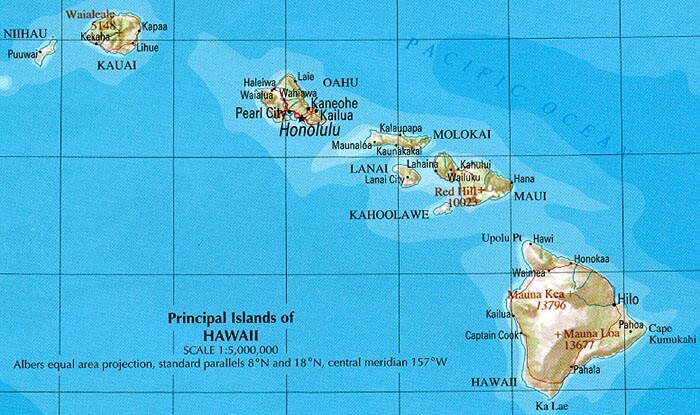 Principal Islands of Hawaii Map