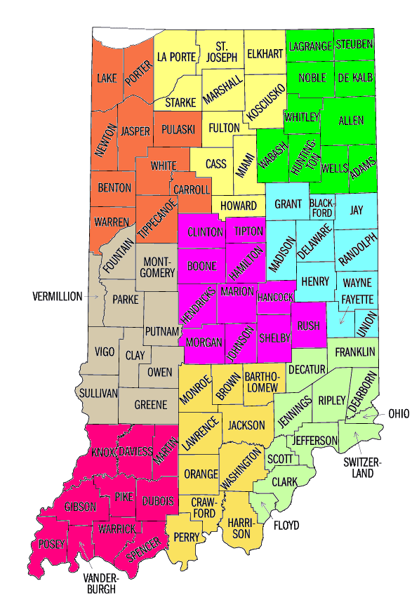 Indiana State Map With Cities And Counties