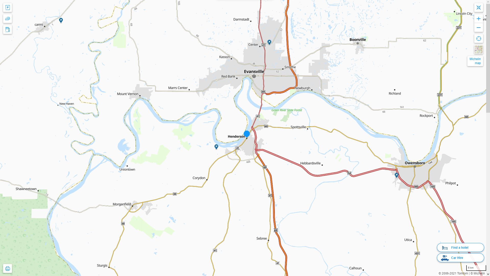 Henderson, Kentucky Map