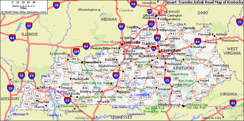route map of kentucky
