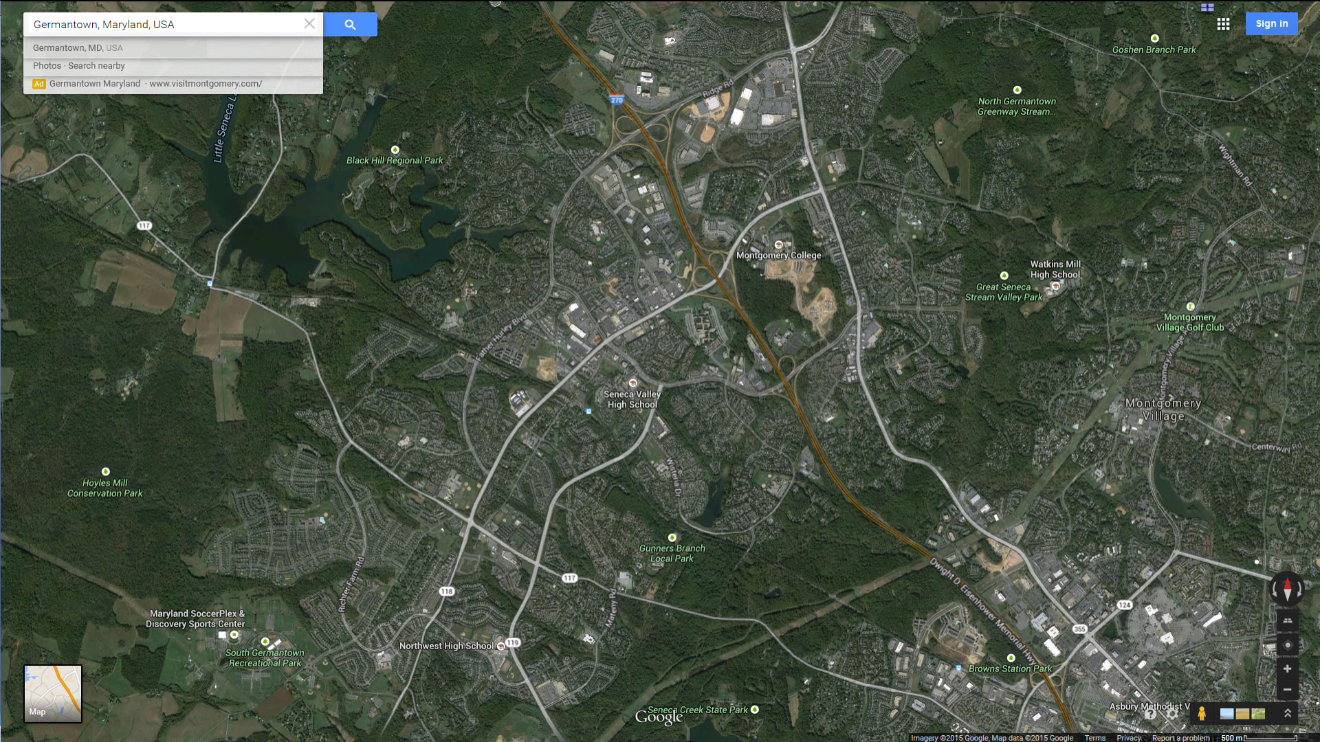 germantown map maryland us satellite