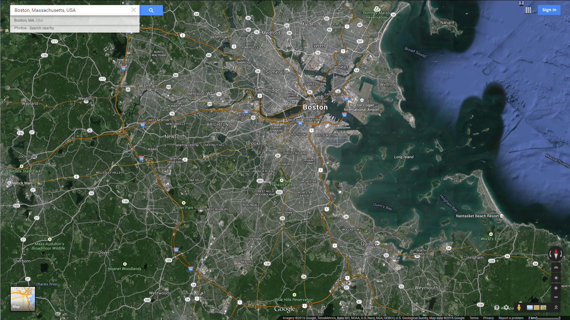 boston map massachusetts us satellite