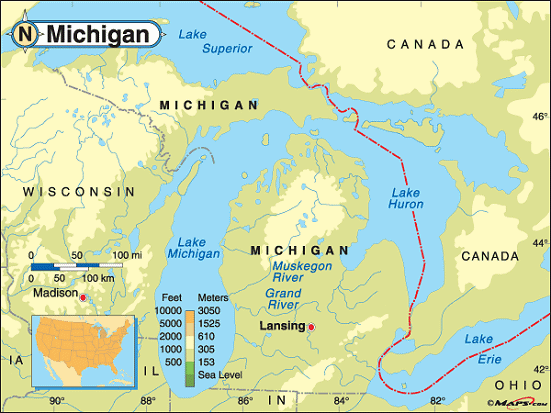 Michigan Physical Map