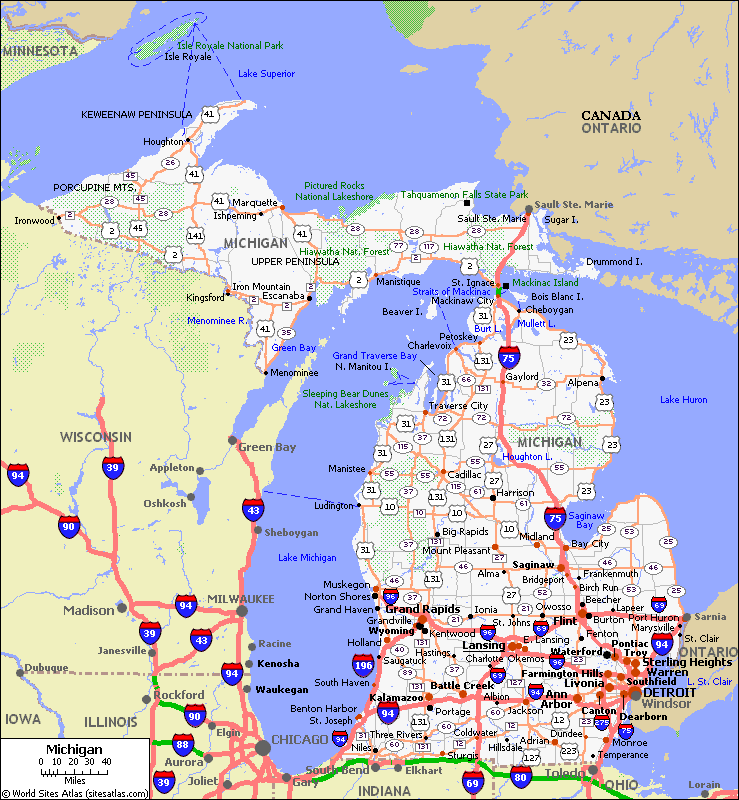 Road Map of Michigan
