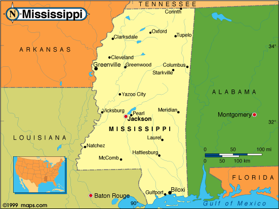 Mississippi political map