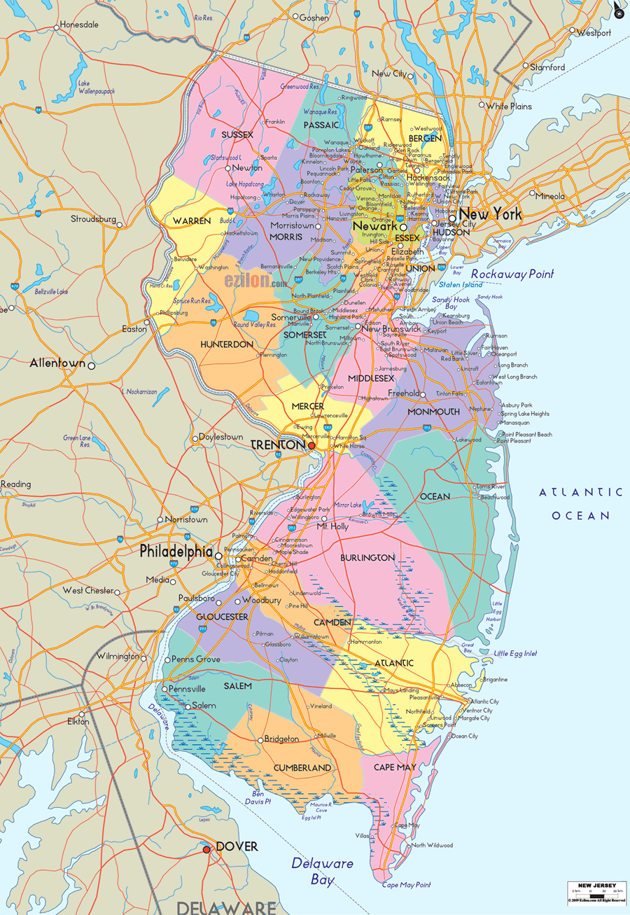 County Map of New Jersey