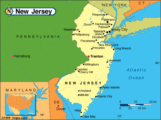 gitaar Verward zijn Eik Map of New Jersey