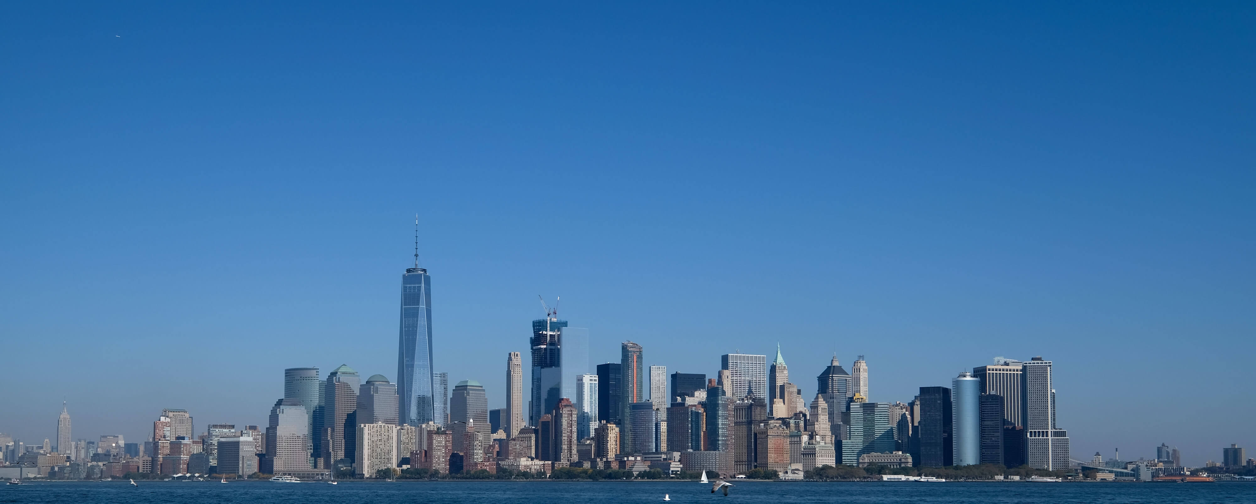 view of manhattan from liberty island