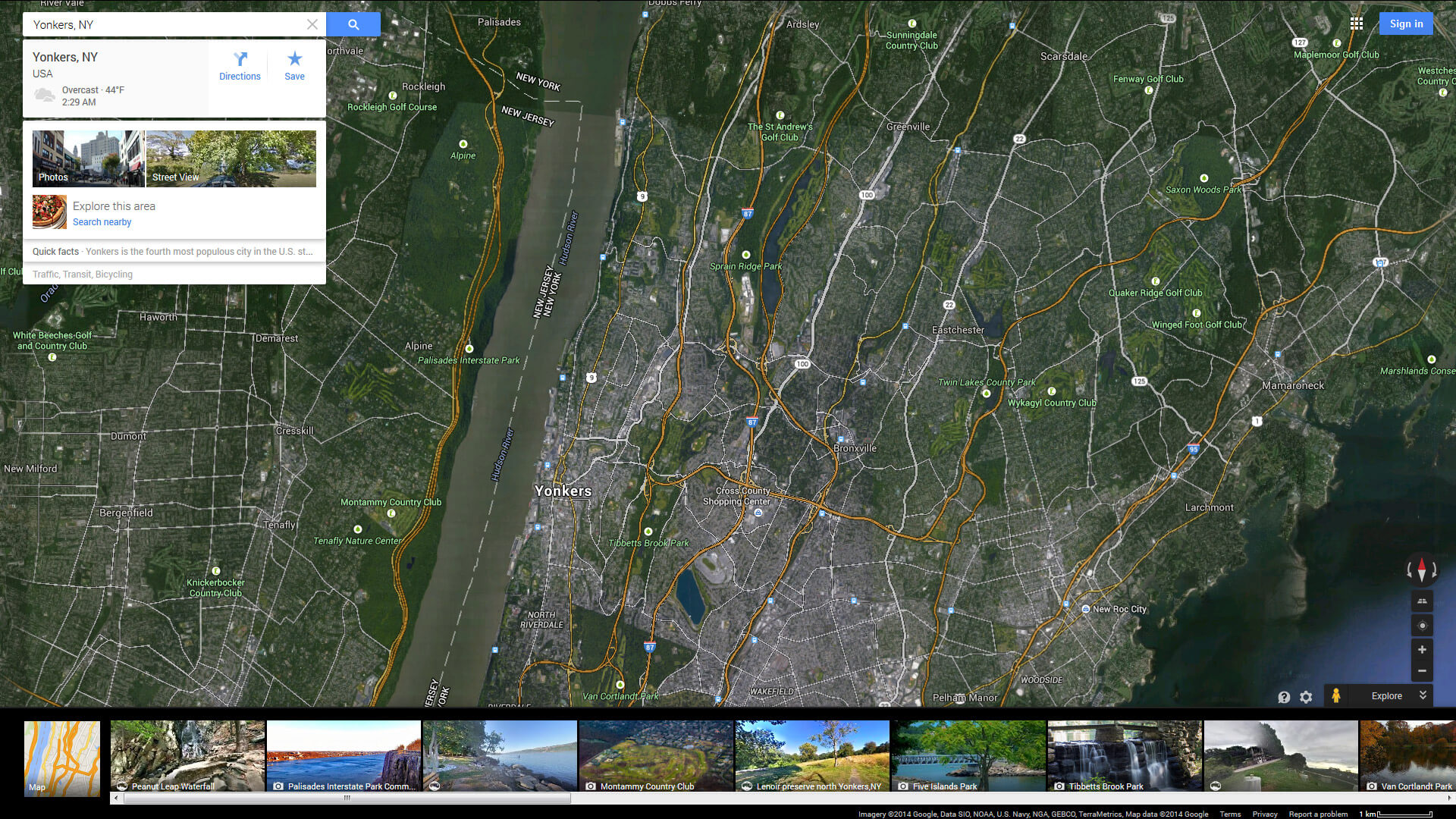 yonkers map new york us satellite